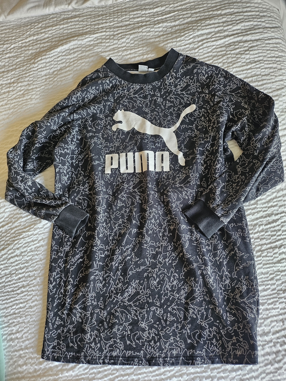 Puma Black Long Sleeve Tee with White Logo
